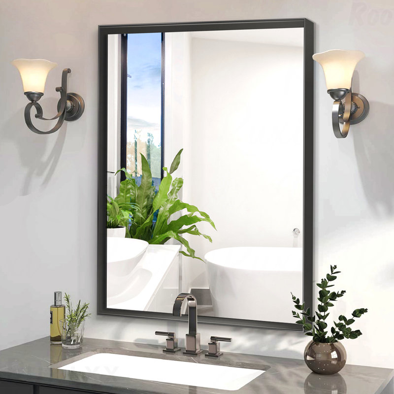 Miroir d'appoint de salle de bain, 30 po x 36 po, Noir
