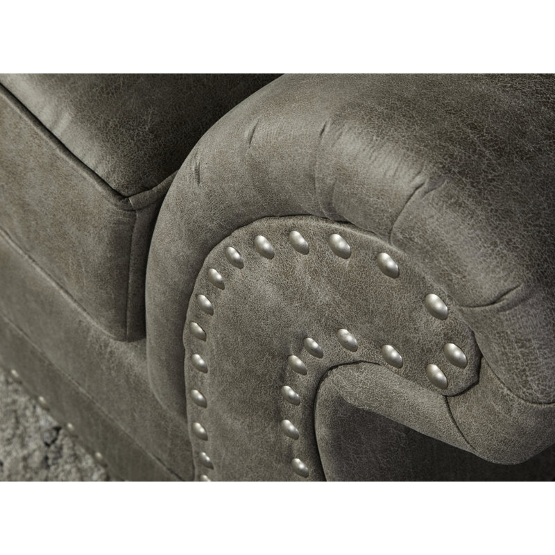 Chaise en similicuir gris pierre avec garniture cloutée élégante 85 lb Attrayant