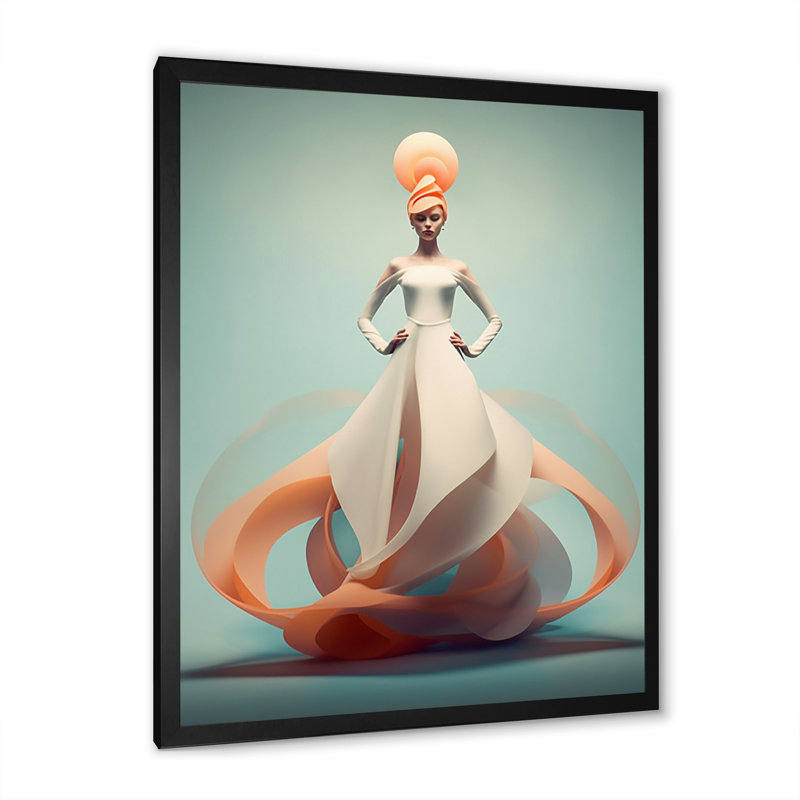 Pastel Spirals Woman Dress II - Décoration murale tendance, H 40 po x l 30 po x P 1,5 po, Cadre photo noir simple