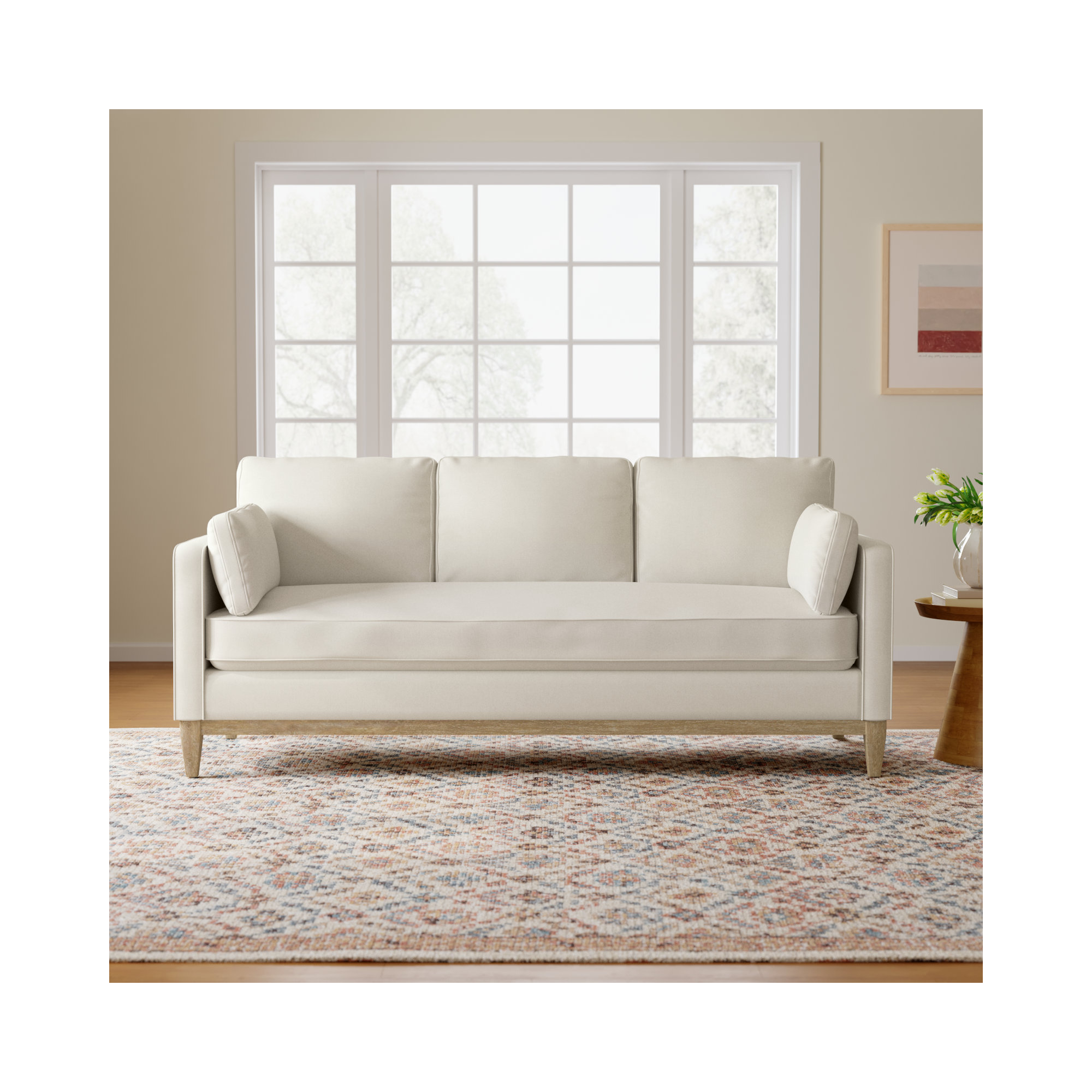Pera 84'' Upholstered Sofa, French Beige Velvet
