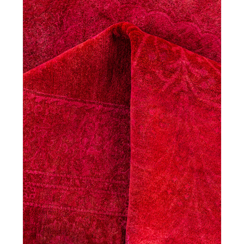 Overdyed Hand-Knotted Wool Modern-Contemporary Pink Area Rug 6' 0" x 9' 1"