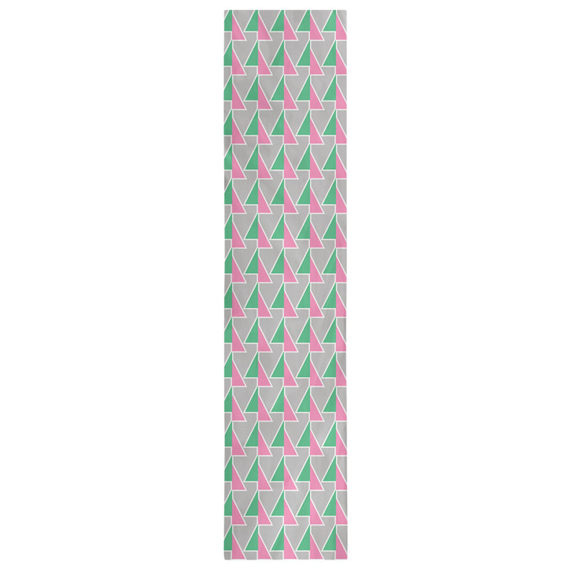 Chemin de table à flèches changeées, 16 po x 72 po, Vert clair / rose / gris
