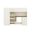 Lit mezzanine double en bois avec garde-robe, tiroirs, tablettes de rangement et bureau-754769249