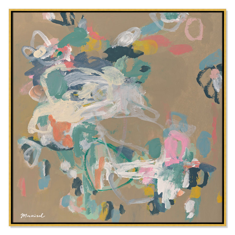 «Abstract Flow Square», reproduction par Marisol Evora, H 37,5 po x l 37,5 po, Doré