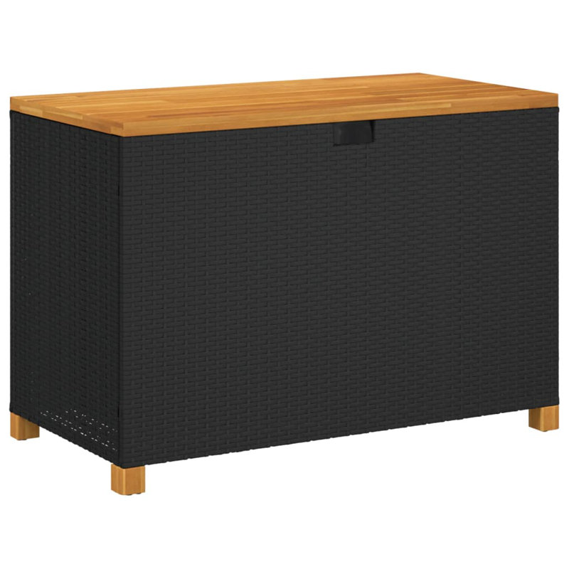 Garden Storage Box 110X55x63 Cm Poly Rattan Acacia Wood, Black/Brown