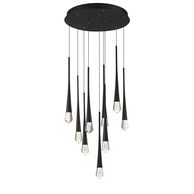 Luminaire suspendu 9 lumières, Noir