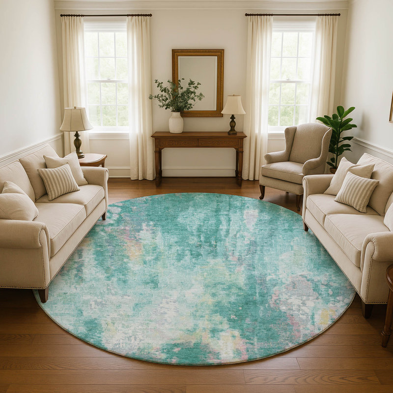 Premium Machine Washable Marasco AMF1640 Abstract Rug, Round 8'