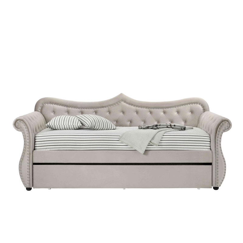 Lit de jour avec couchette Adkins, Lin beige