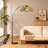 67" Rattan Arched Floor Lamp With Remote Control, Dimmable Bulb Included