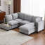 Canapé modulaire en U avec table de chargement mobile et pratique, gris - Élégante option de décoration de café-121077270