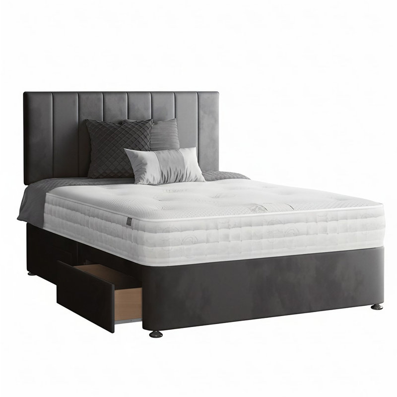 Ohioville Divan Bed Base, Charcoal, Single (3'), No Drawer