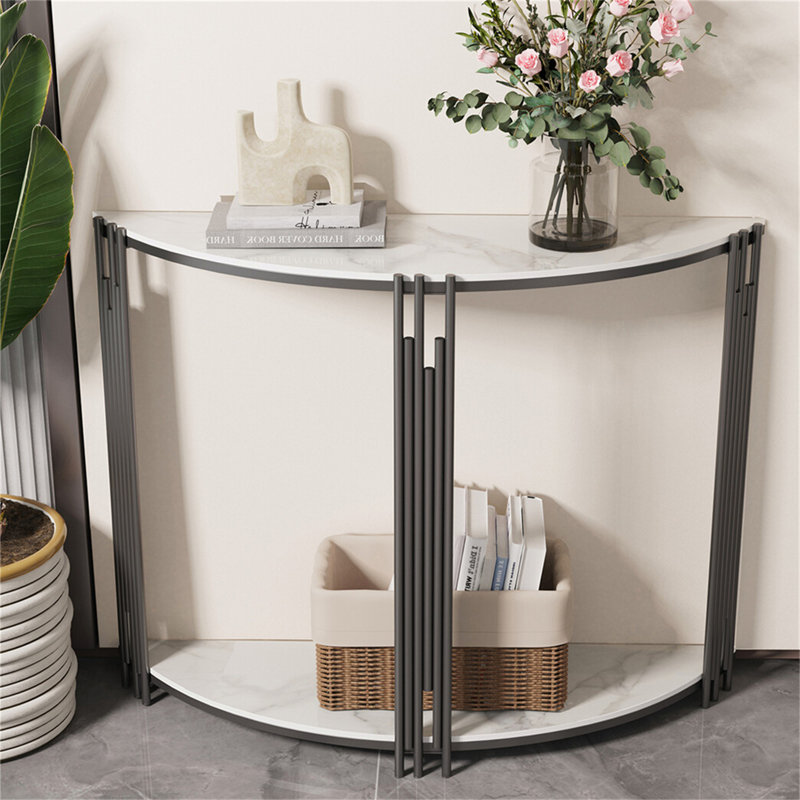 Ancuta 100cm Marble Top Console Table, Black