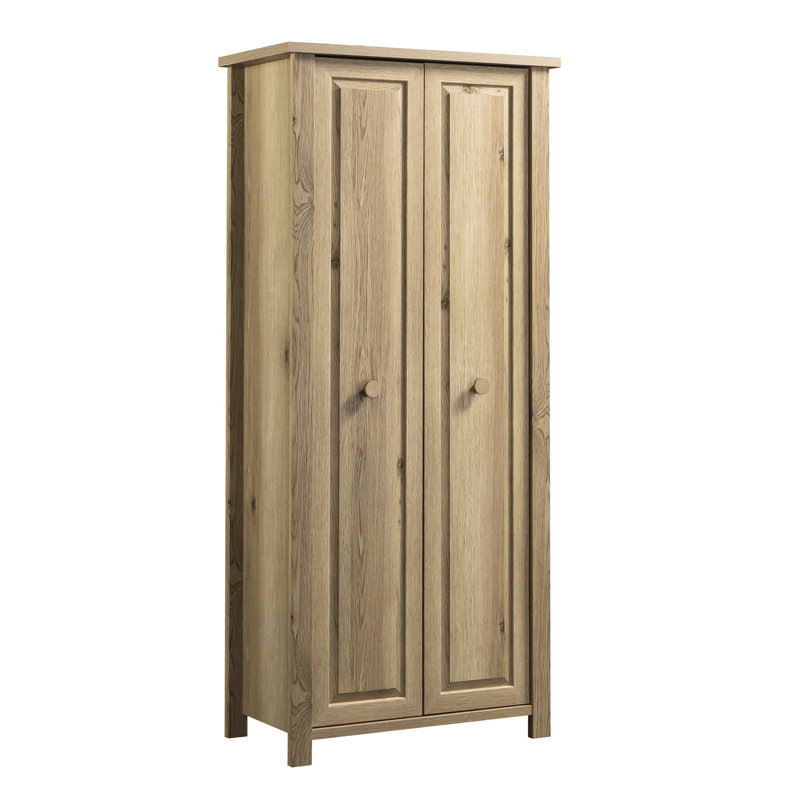 Armoire de rangement à finition brune pour la cuisine, la buanderie ou le salon, conception rustique, tablettes fixes et réglables, espace suffisant