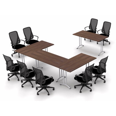 Hagy 9 Person Conference Meeting Tables with 9 Chairs Complete Set by Symple Stuff