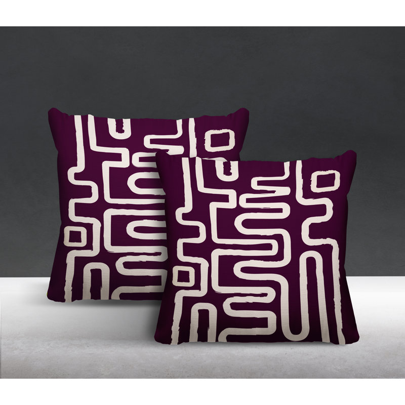 Coussin décoratif carré intérieur / extérieur Miroir, L 17 po x H 17 po, Mauve