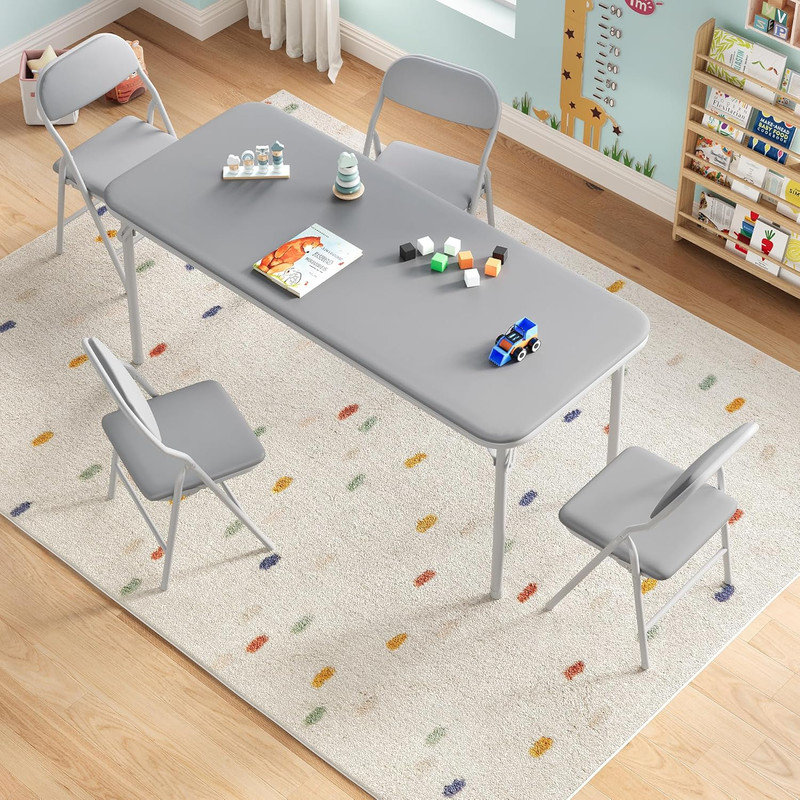 Ensemble 5 pièces de table pliante et chaises pour enfants, table d'activité pour garderie, salle de classe, salle à manger et jeu