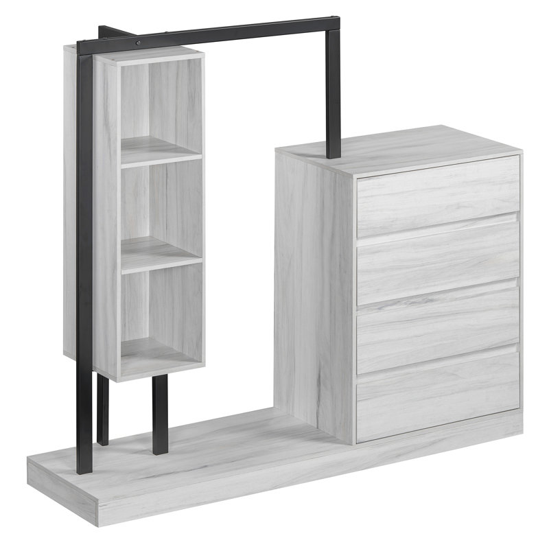 Armoire avec 4 tiroirs et 3 tablettes, Gris