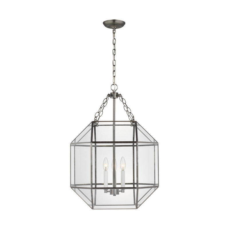 Morrison 3 - Light Pendant, Brushed Nickel, Clear, 27.25" H x 18.5" W x 18.5" D