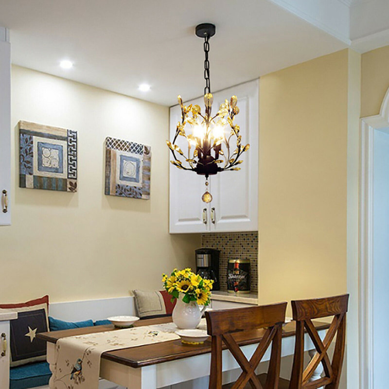 3-Light Crystal Chandelier Adjustable Height