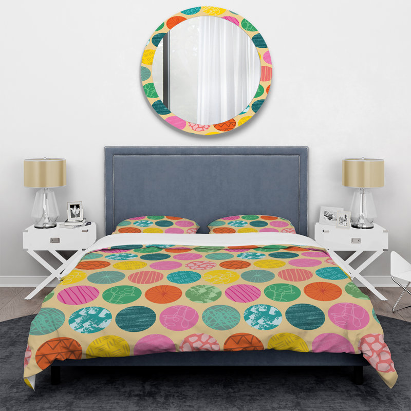 Ensemble de housse de couette en microfibre beige / mauve / vert 2 pièces, Housse de couette pour grand lit et 2 taies décor