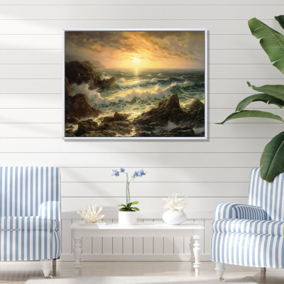 «Wild Ocean with Breaking Waves Golden Hour», reproduction