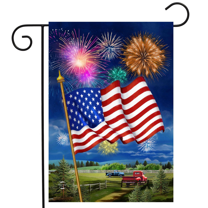 American Flag Firework Garden Flag
