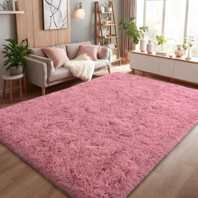 Super Soft BeanPastePink Rug 6x9 ft, Oversized Living Room Rug, Thick Pile Rug, Fluffy Tufted Room Rug For Room Bedroom Large Cozy Fuzzy Rug Room Home Decor Aesthetic Soft Non Slip Rug Decor Aesthetic, Christmas Decor, Halloween Decor