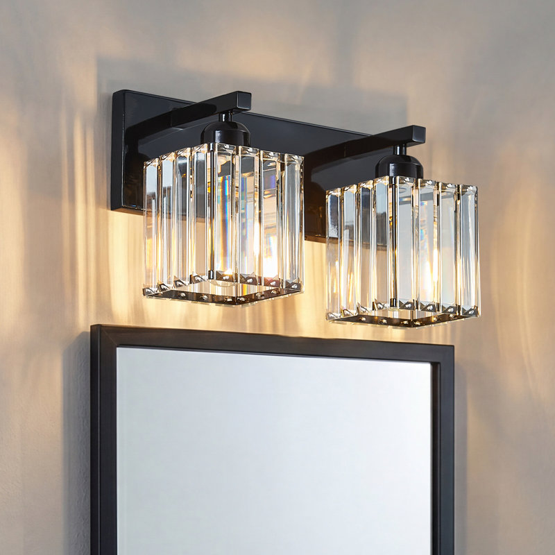 Éclairage pour meuble-lavabo à intensité variable Lanceton, Deux lumières, Noir plaqué