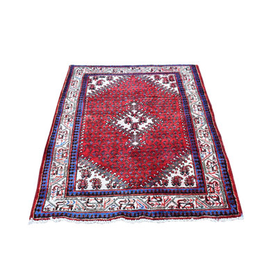 Tapis rouge perse rétro 3 pi 7 po x 5 pi Sarouk Mir en bon état avec motif géométrique en laine pure noué à la main C6965DBAFA614A4Aada1D85394B28A28