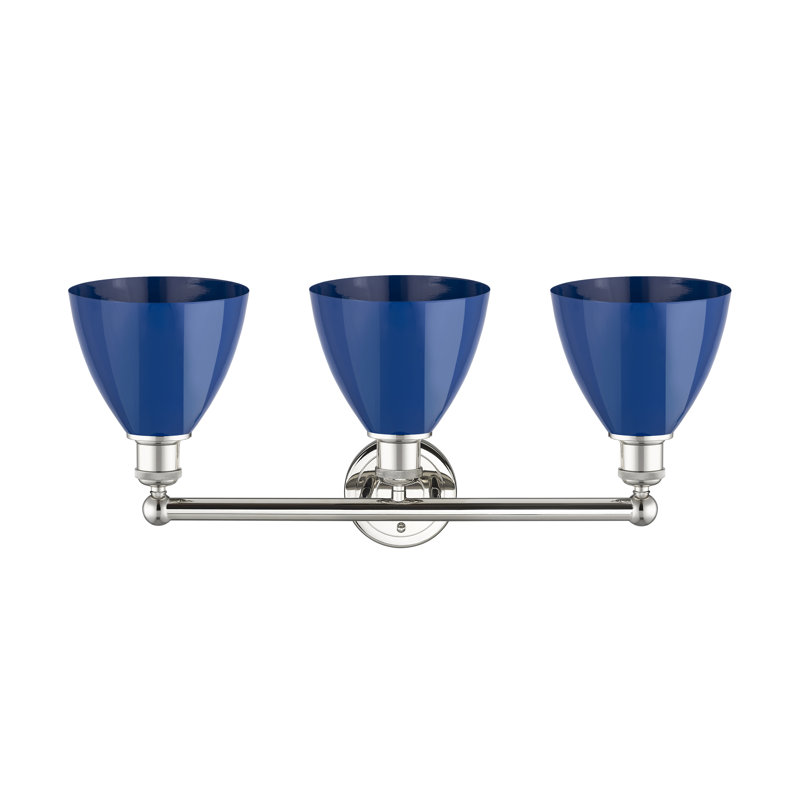 Éclairage pour meuble-lavabo 3 lumières 25,5 pouces Anglie Dome, Bleu, Nickel poli