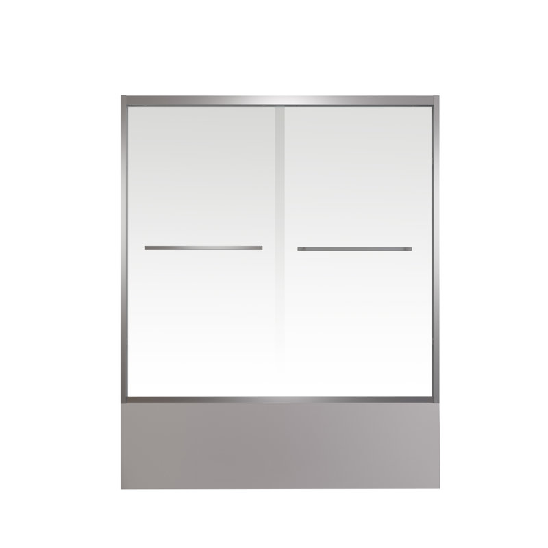 56-60"x58" Aluminum Frame Double Sliding Bathtub Screen, Bypass Bathroom Sliding Door with Premium 1/4" (6mm) Clear Tempered Glass, Chrome Hardware Sliding Glass Shower Enclosure,Chrome Finished