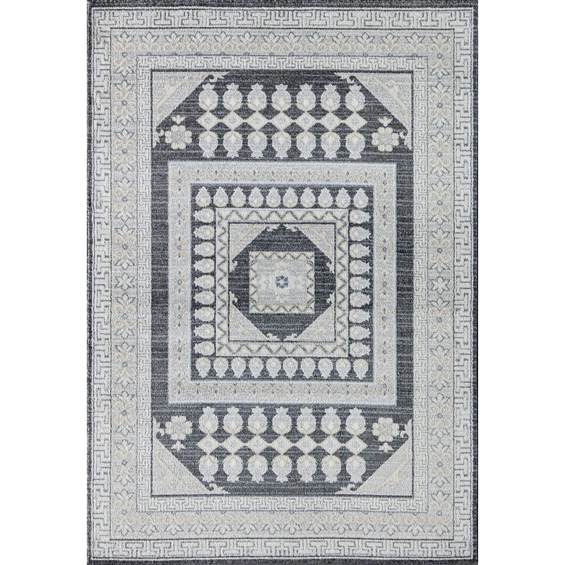 Tapis oriental gris / crème Roxy, Tapis de couloir de 2 pi 6 po x 8 pi