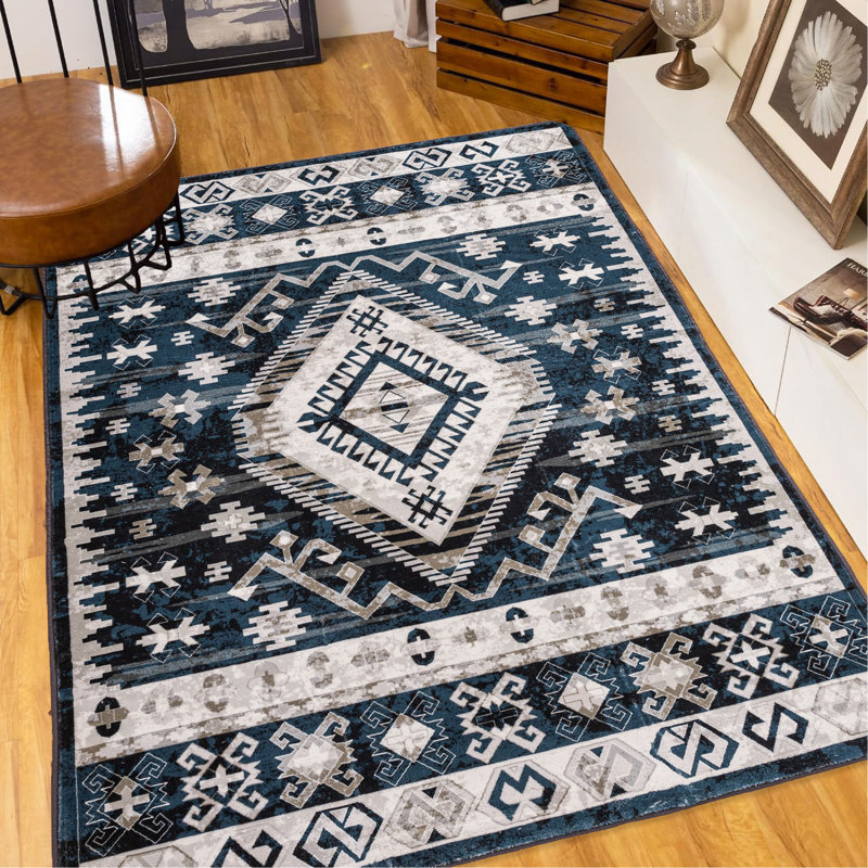 Area Rug Vintage Bohemia Large Persian Non-Slip Washable Rug For Living Room Kitchen Bedroom Living Room Geometry