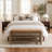 Upholstered Storage Bench with 2-Tier Shoe Rack-2009229107