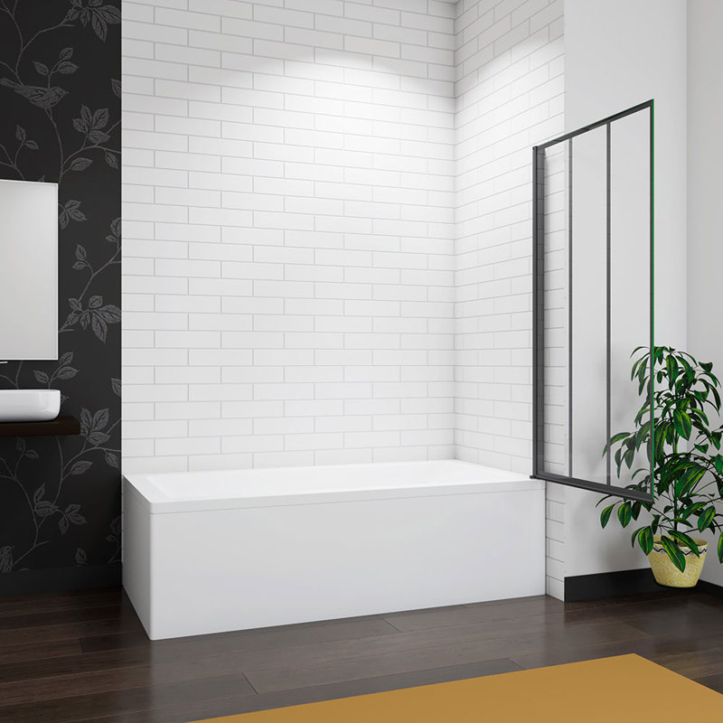 700X1400mm Matt Black Frame Black Silk Pivot Shower Bath Screen