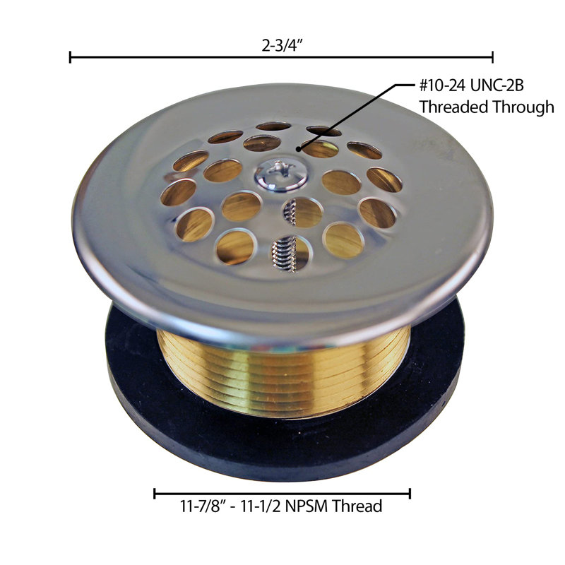 Crépine de baignoire à filet grossier de 1-1 / 2 po Westbrass, Acier inoxydable
