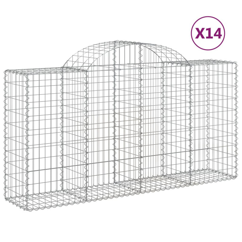 Briceida Silver Galvanised Iron Gabion Baskets, 120cm H x 200cm W x 50cm D