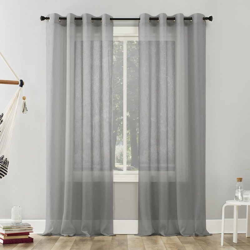 Ciaran Crushed Sheer Voile Grommet Curtain Panel, 51" W x 72" L, Willow