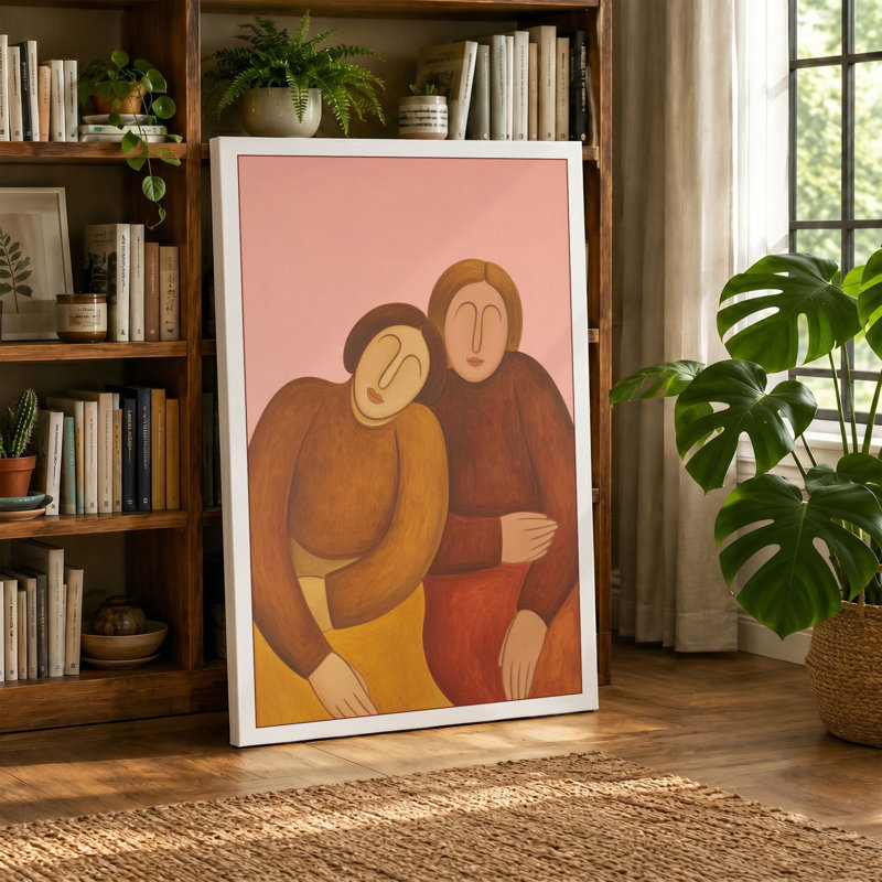 Figures in Conversation Modern - Wrapped Canvas, 36x24 - 91.4 x 61.0 cm, Ochre Border