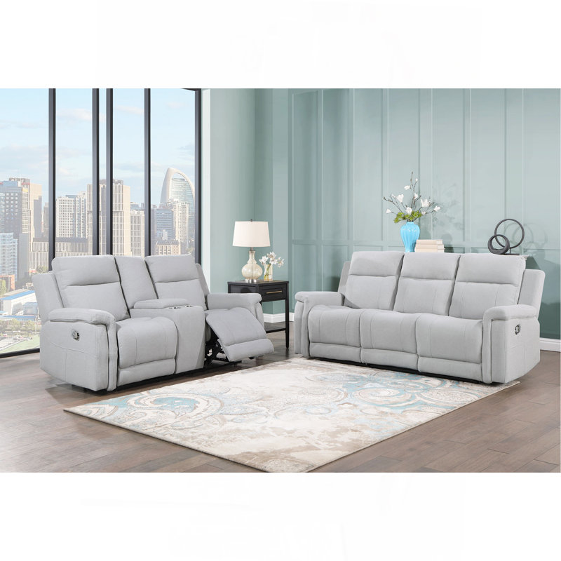 GREY CONSOLE RECLINING LOVESEAT