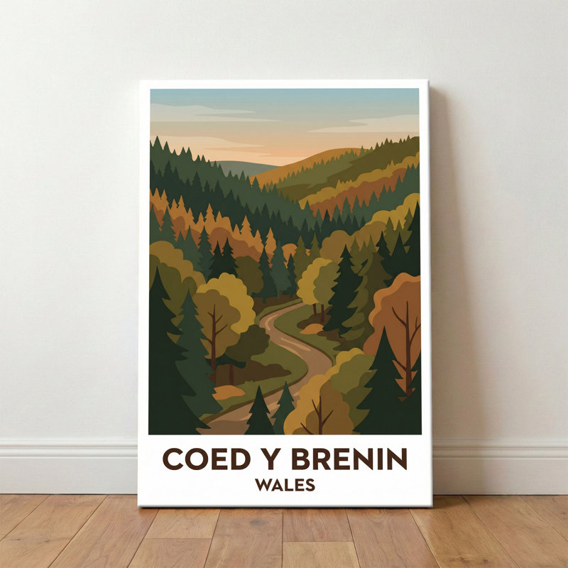 Coed Y Brenin, Wales - Enchanted Forest Trails Travel Poster. Giclee Print On Wrapped Canvas. Wall Art, Home Decor - Parks & Gardens, Wales - Wrapped Canvas Print
