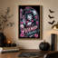 Toile d'Halloween stylisée reine vamp avec peau bleue et dîner rose-1164681087
