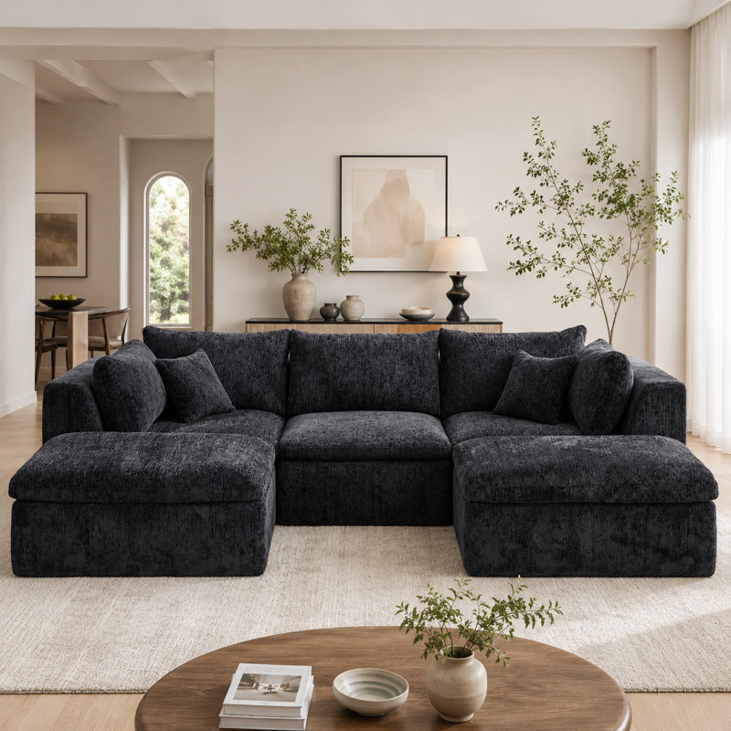 Canapé modulaire 111 po, Black Chenille