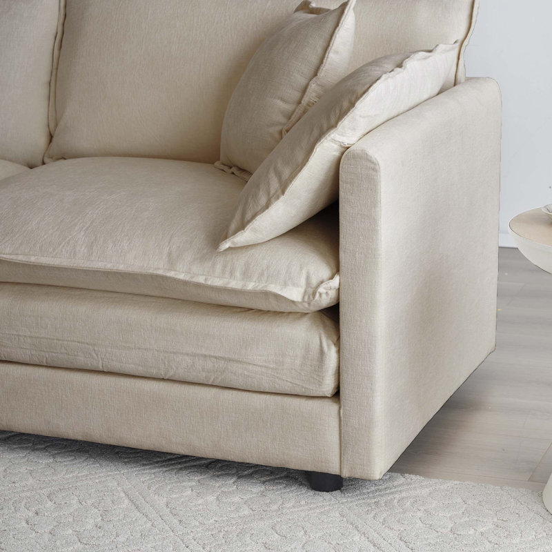 Free Combination Modular Sofa Couch, Beige, 33' H x 111.5' W x 35' D