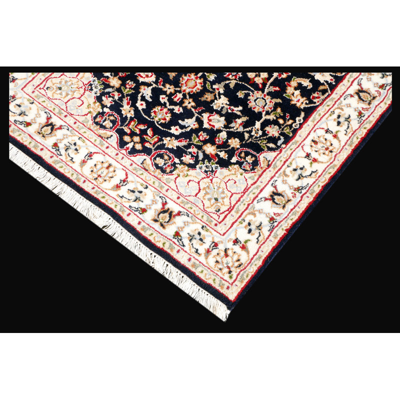 Hand-Knotted High-Quality Black, Red, and Cream Runner