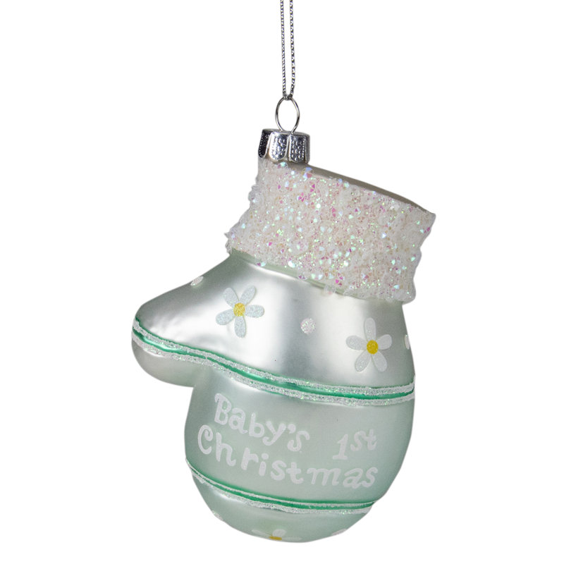 Ornement de fête de Noël 4 po vert menthe pour bébé