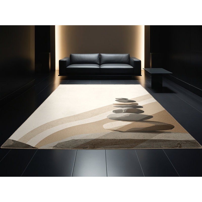 Tapis beige moelleux moelleux et doux, 8 x 12