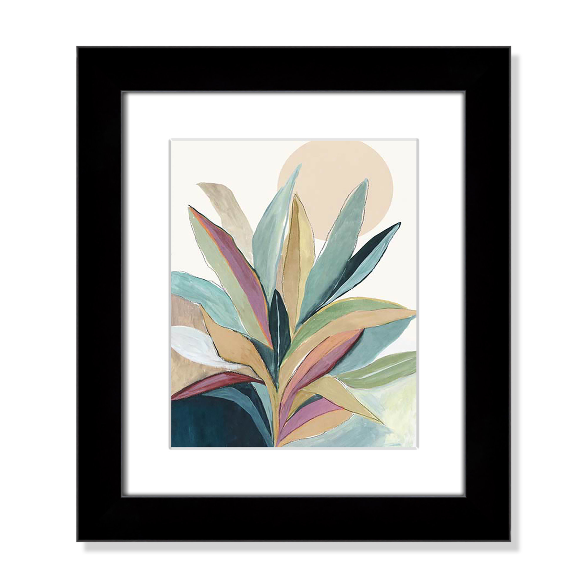 Sherbrooke Sunny Bright Leaves I Framed On Paper by Asia Jensen Print, 16.5" H x 14.5" W x 1.25" D  , Black Cube Frame Matted
