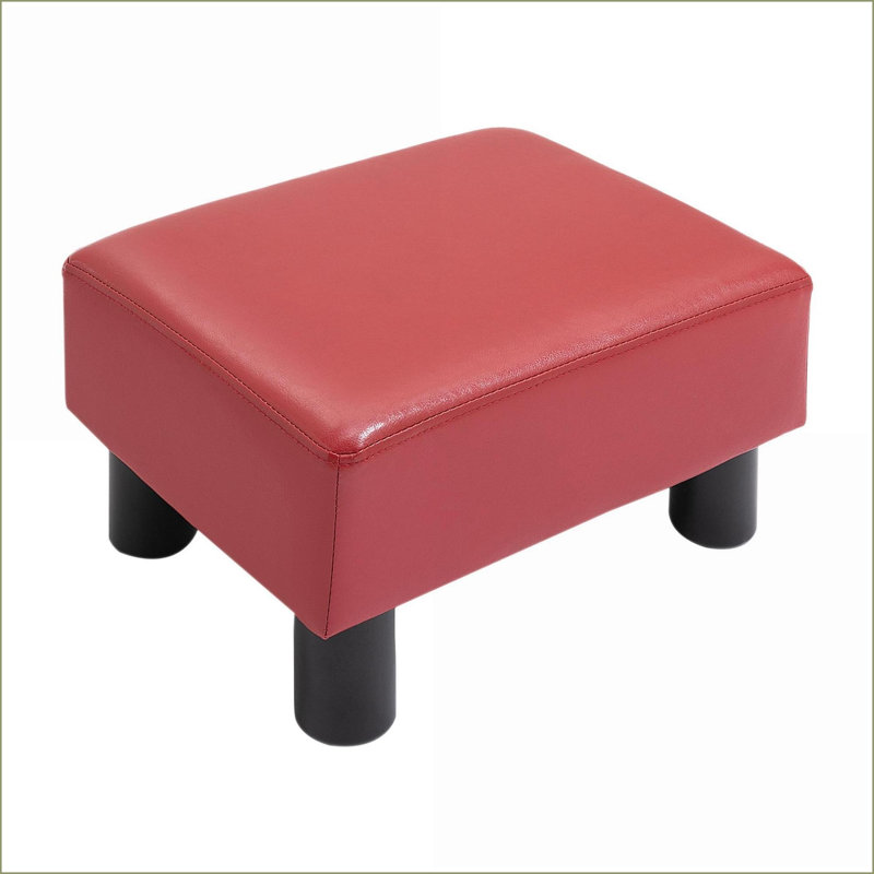 Repose-pieds repose-pieds, petit tabouret rembourré en similicuir rouge cramoisi pour le salon du vestibule de la chambre à coucher | Noir | Bois
