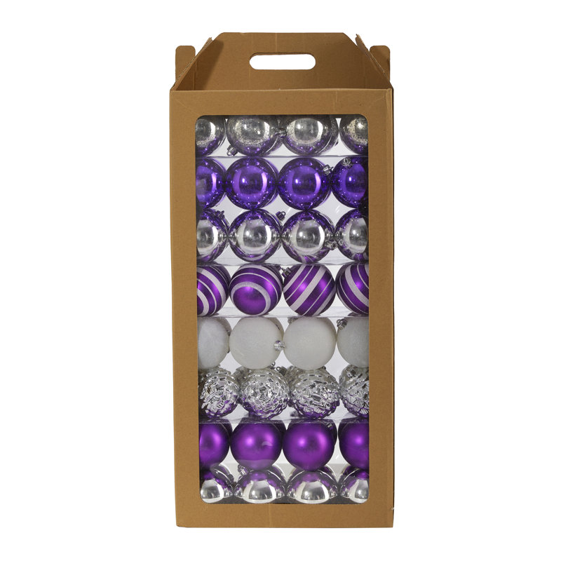 Ensemble d'ornement boule 64 pièces, Mauve